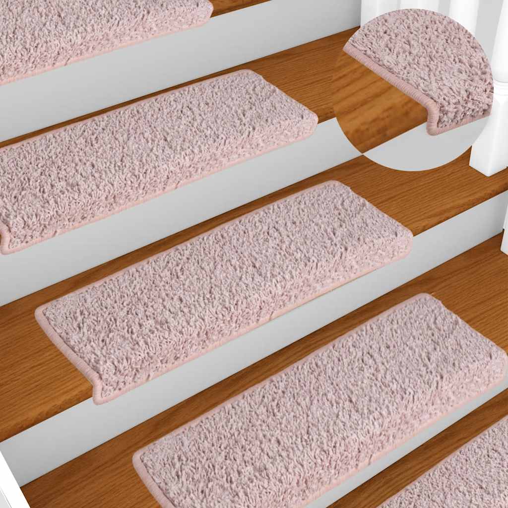 vidaXL Stair Mats 30 pcs 65x21x4 cm White and Pink