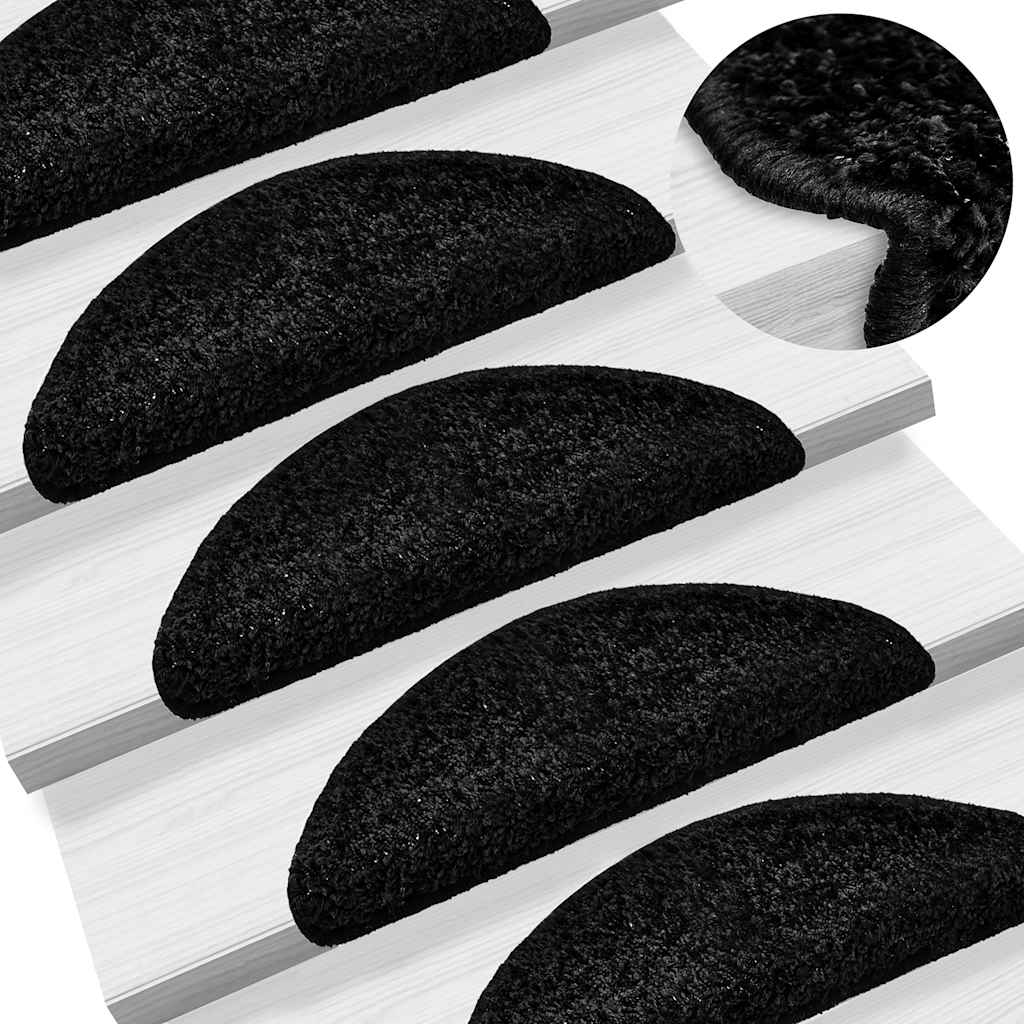 Stair Mats 20 pcs 56x17x3 cm Black Half Round