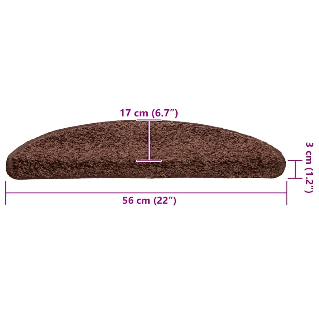 Stair Mats 20 pcs 56x17x3 cm Brown Half Round
