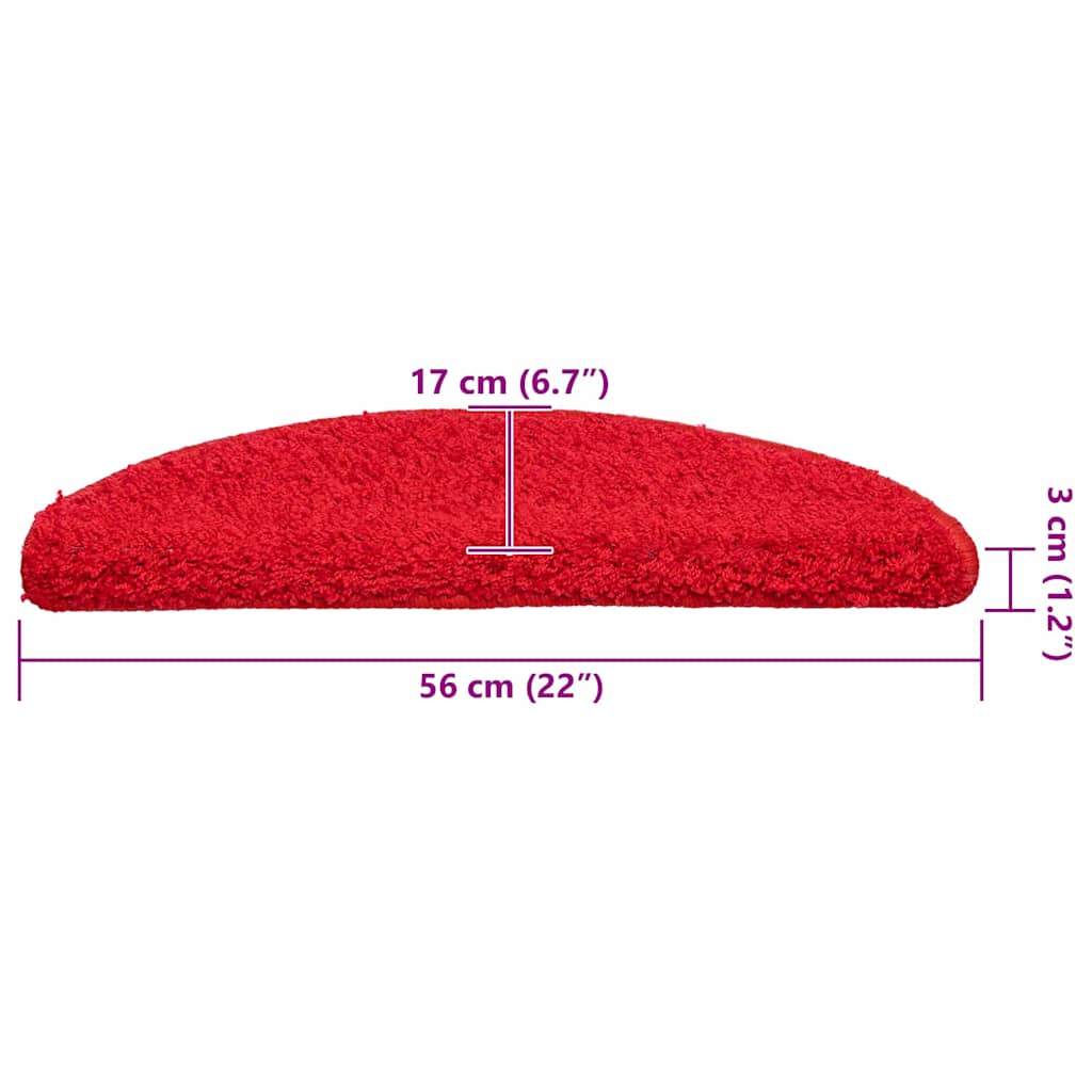 Stair Mats 20 pcs 56x17x3 cm Red Half Round