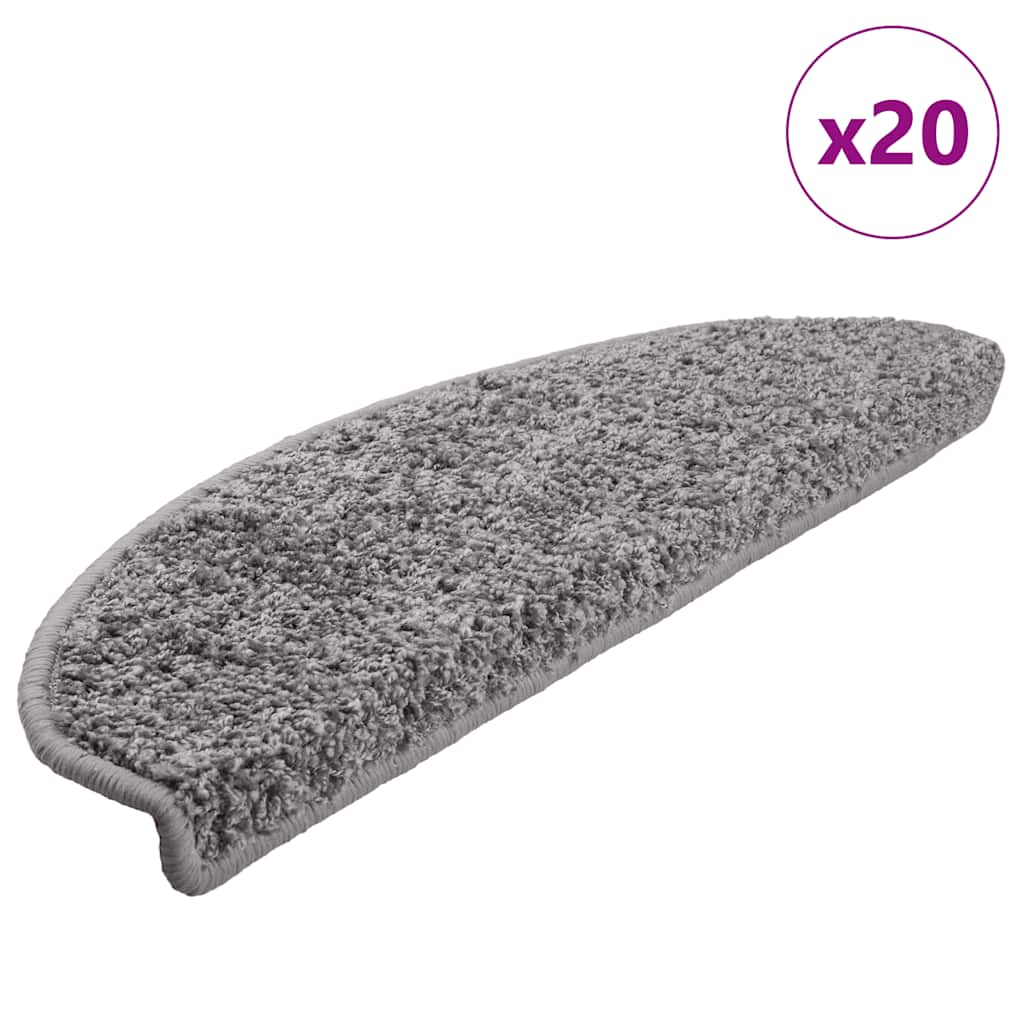 Stair Mats 20 pcs 65x21x4 cm Grey Half Round Large