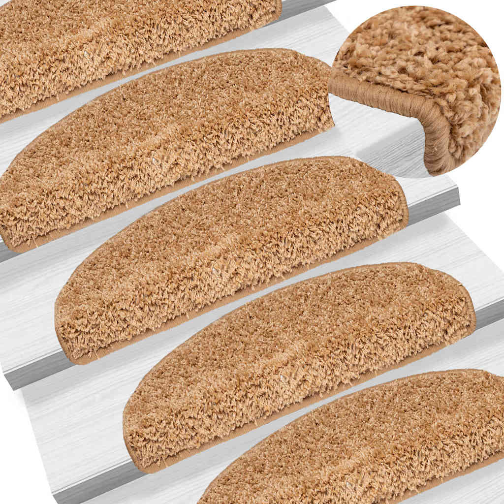 Stair Mats 20 pcs 65x21x4 cm Beige Half Round Large