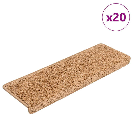 vidaXL Stair Mats 20 pcs 65x21x4 cm Beige