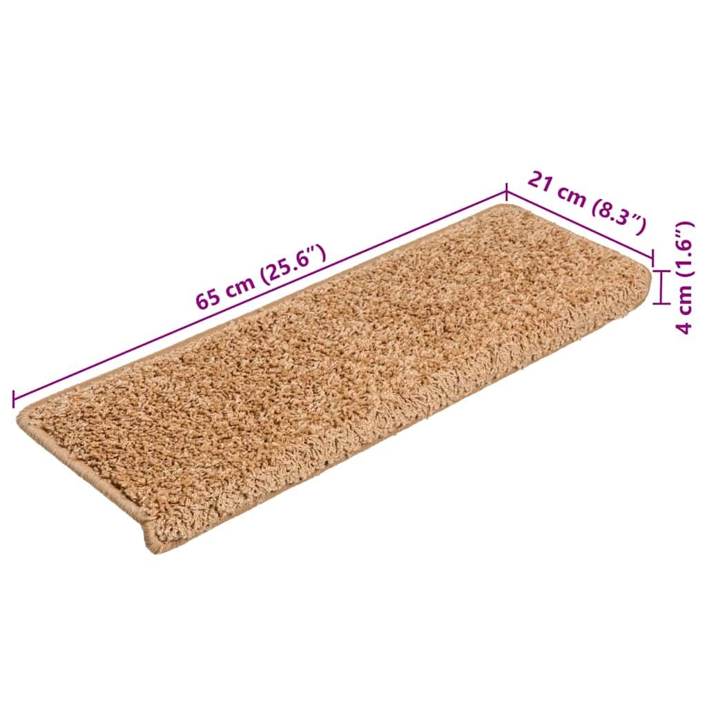 vidaXL Stair Mats 20 pcs 65x21x4 cm Beige