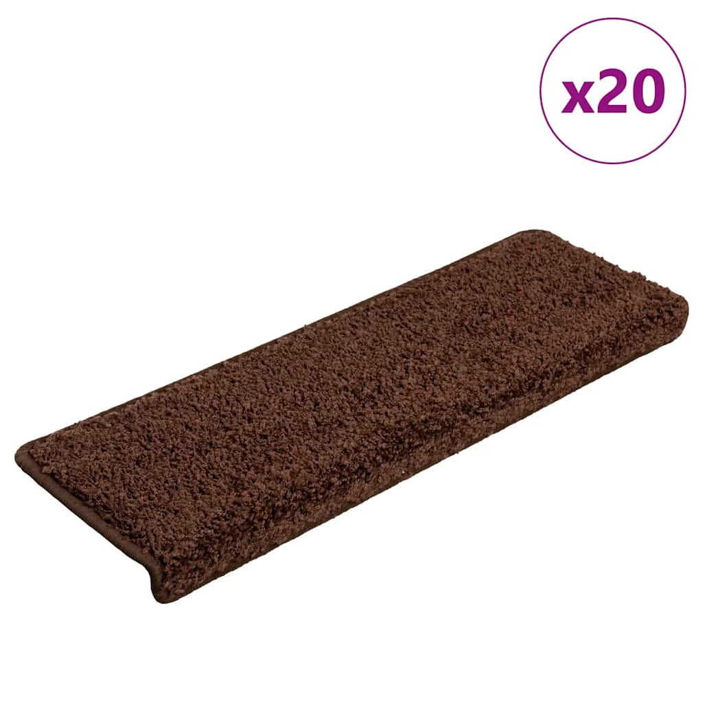 vidaXL Stair Mats 20 pcs 65x21x4 cm Brown