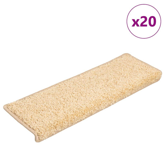 vidaXL Stair Mats 20 pcs 65x21x4 cm Cream