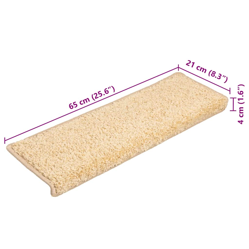 vidaXL Stair Mats 20 pcs 65x21x4 cm Cream