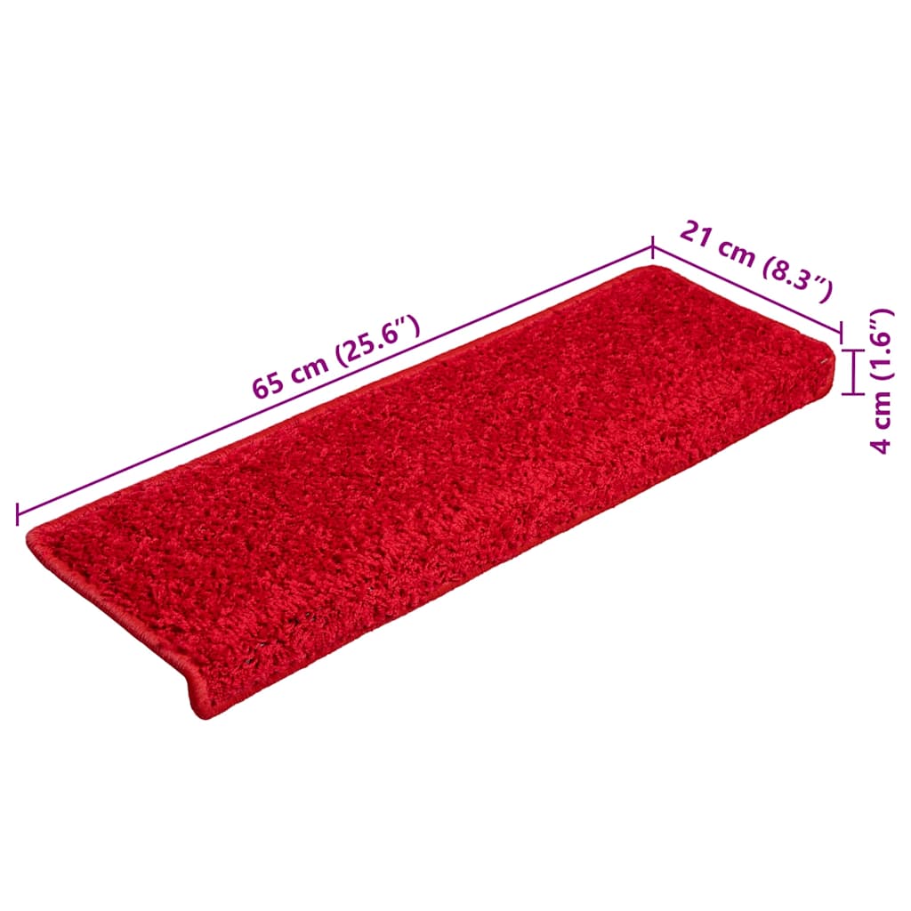 vidaXL Stair Mats 20 pcs 65x21x4 cm Red