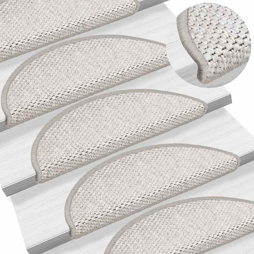 vidaXL Stair Mats Self-adhesive Sisal-Look 30 pcs 56x17x3 cm Platina