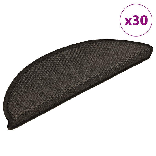 vidaXL Stair Mats Self-adhesive Sisal-Look 30 pcs 56x17x3 cm Anthracite