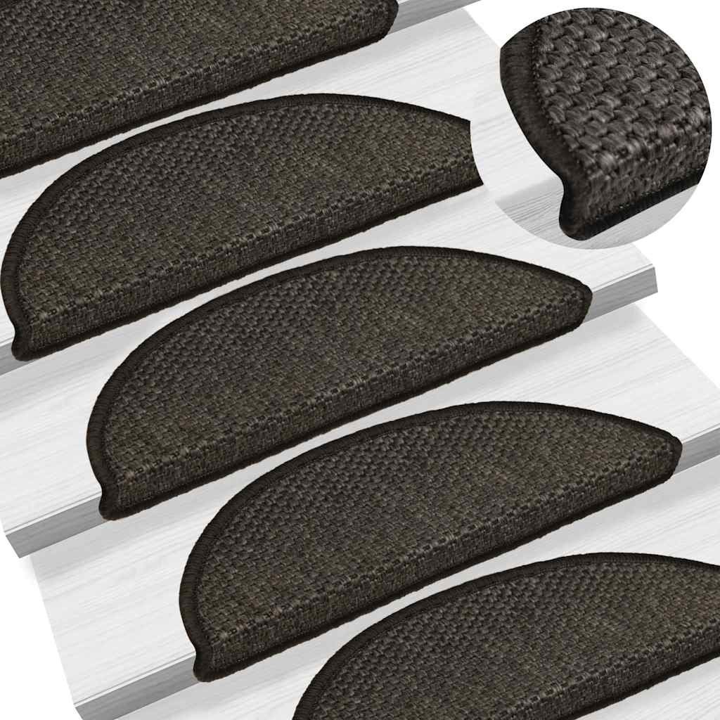 vidaXL Stair Mats Self-adhesive Sisal-Look 30 pcs 56x17x3 cm Anthracite