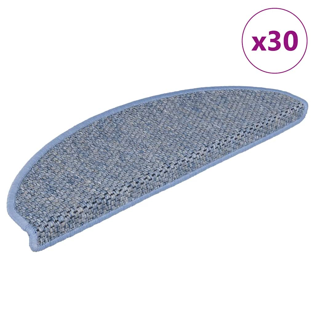 vidaXL Stair Mats Self-adhesive Sisal-Look 30 pcs 56x17x3 cm Blue