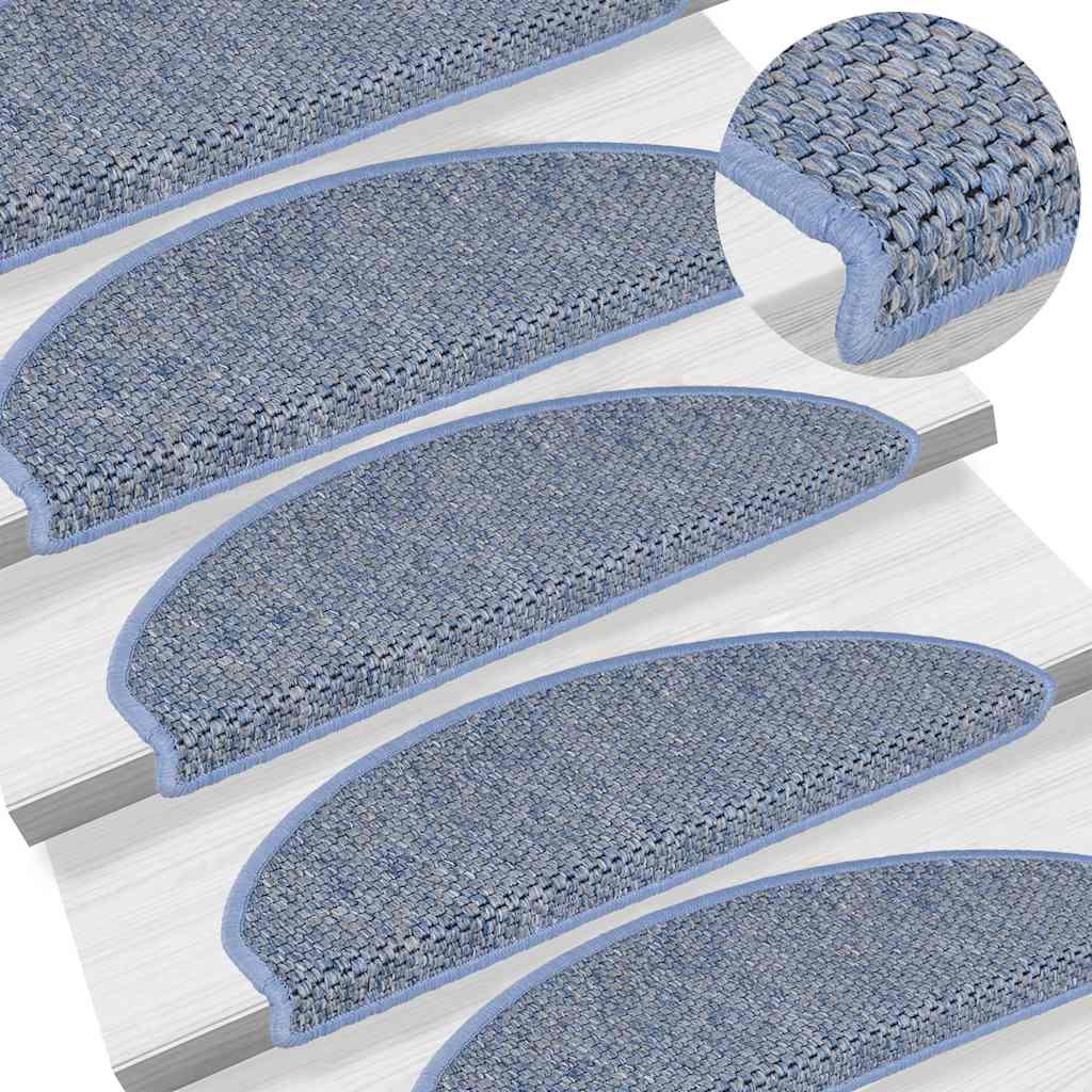 vidaXL Stair Mats Self-adhesive Sisal-Look 30 pcs 56x17x3 cm Blue