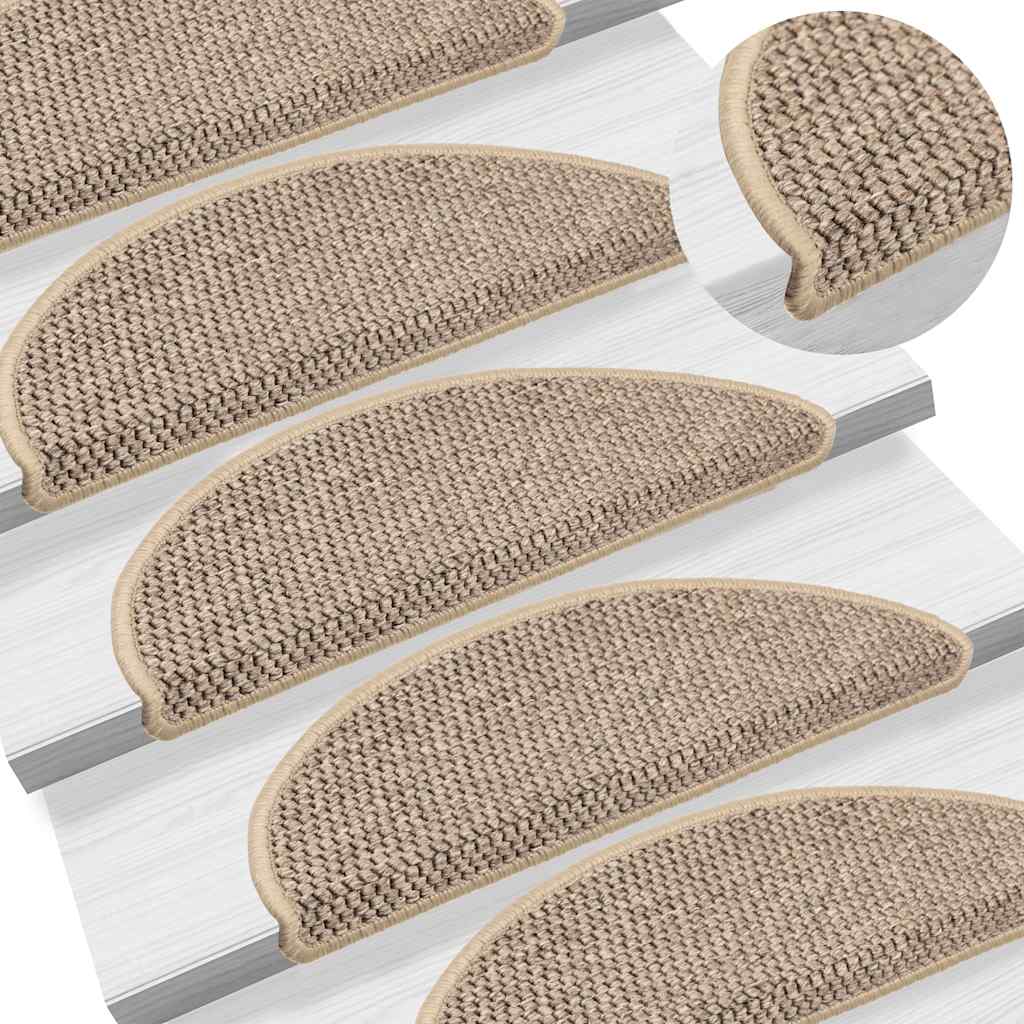 vidaXL Stair Mats Self-adhesive Sisal-Look 30 pcs 56x17x3 cm Dark Beige