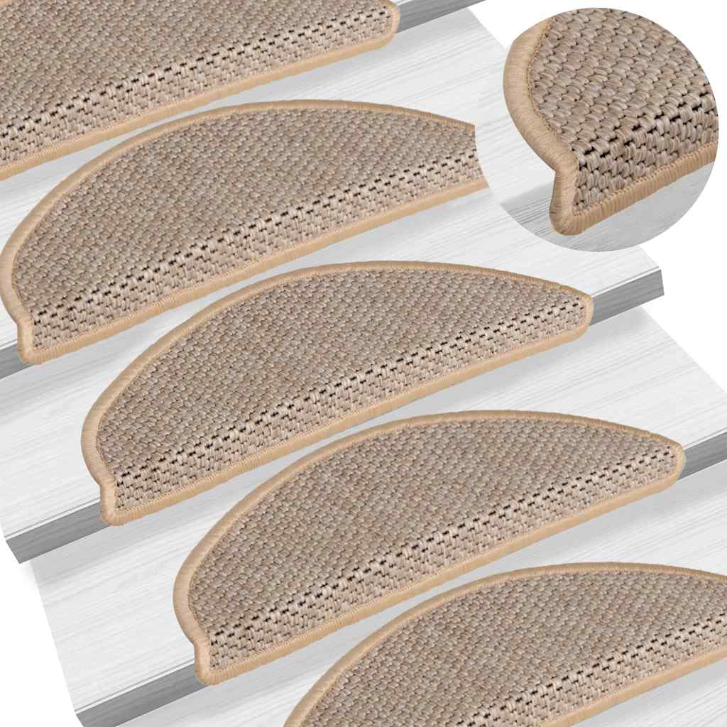 vidaXL Stair Mats Self-adhesive Sisal-Look 30 pcs 56x17x3 cm Light Beige