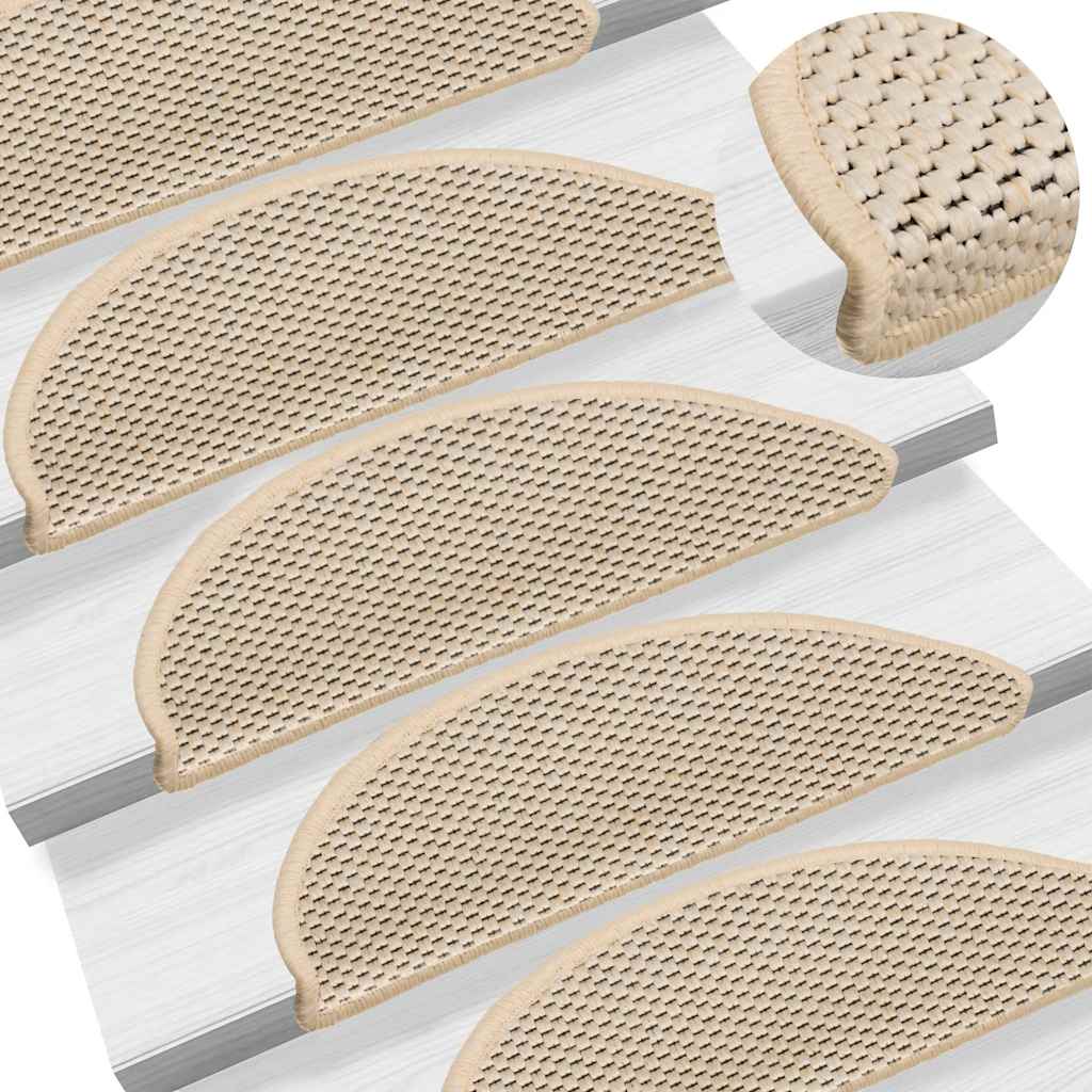 vidaXL Stair Mats Self-adhesive Sisal-Look 30 pcs 56x17x3 cm Berber