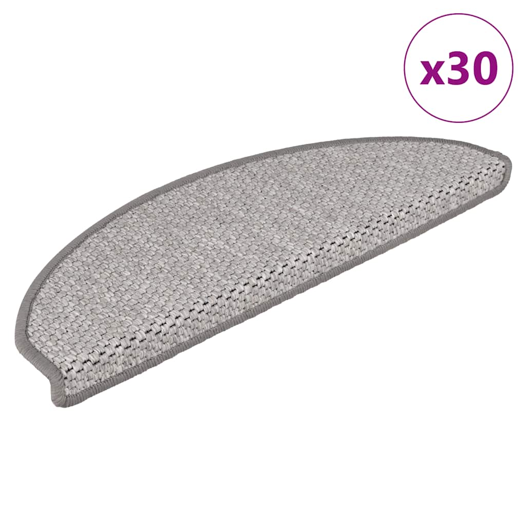 vidaXL Stair Mats Self-adhesive Sisal-Look 30 pcs 65x21x4 cm Platina