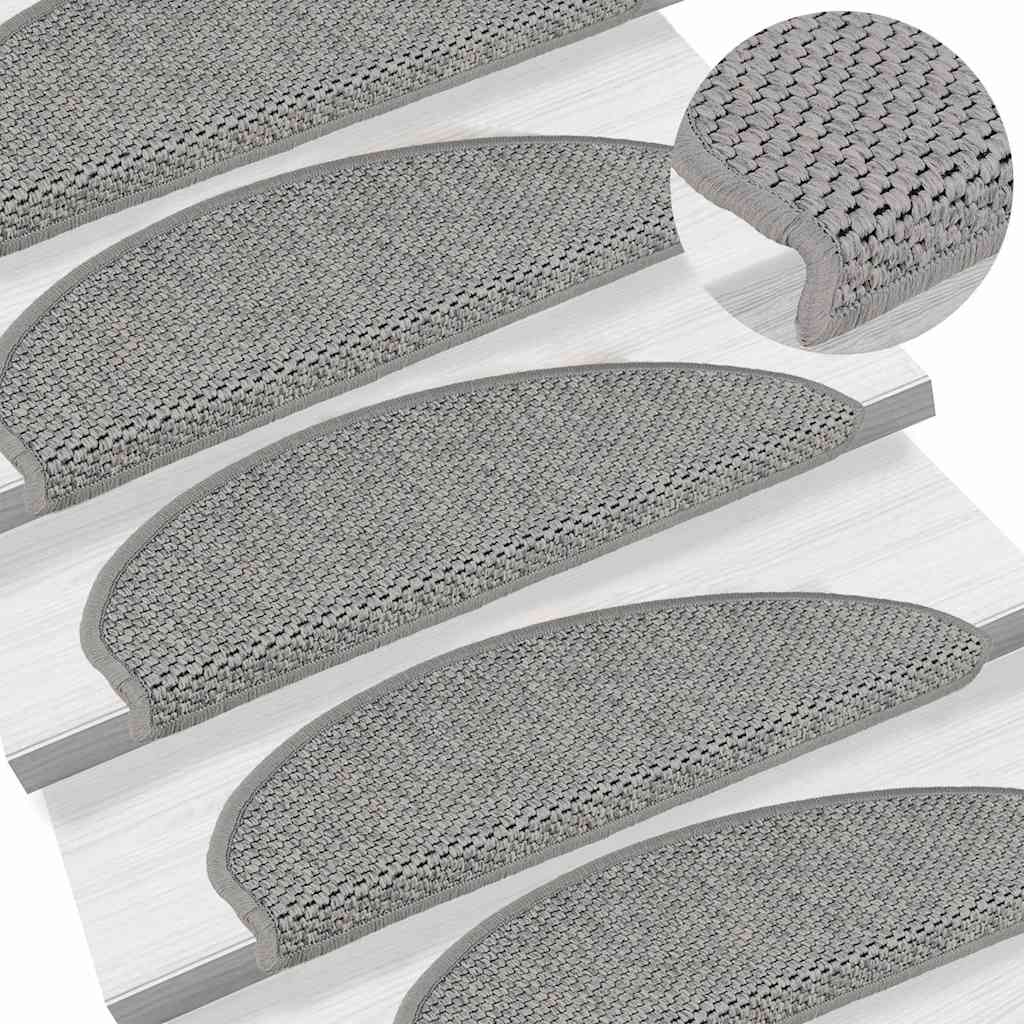 vidaXL Stair Mats Self-adhesive Sisal-Look 30 pcs 65x21x4 cm Silver