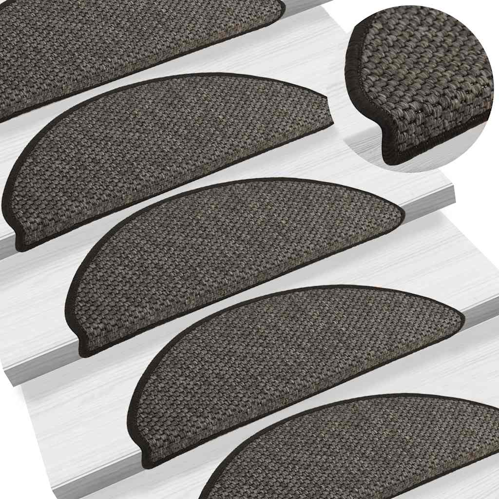 vidaXL Stair Mats Self-adhesive Sisal-Look 30 pcs 65x21x4 cm Anthracite