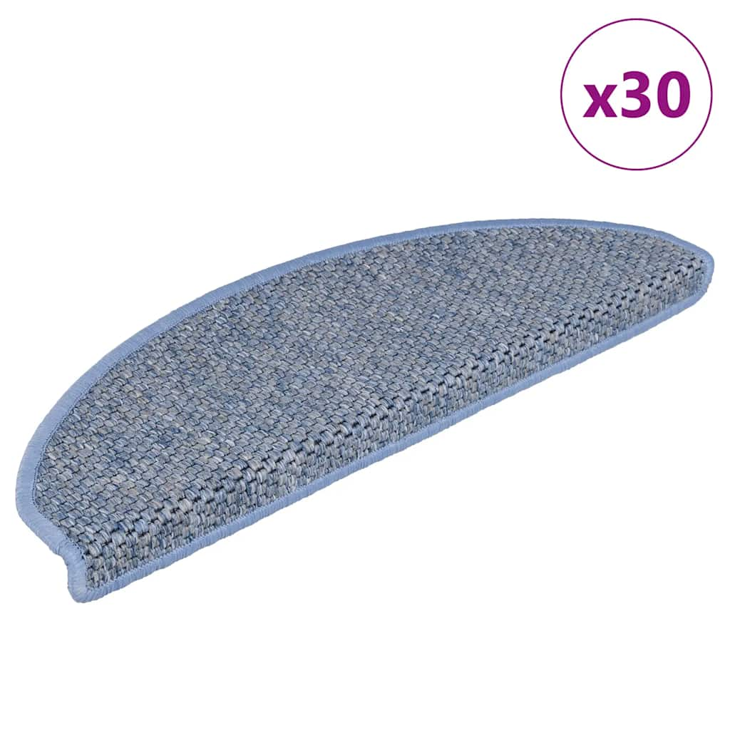 vidaXL Stair Mats Self-adhesive Sisal-Look 30 pcs 65x21x4 cm Blue