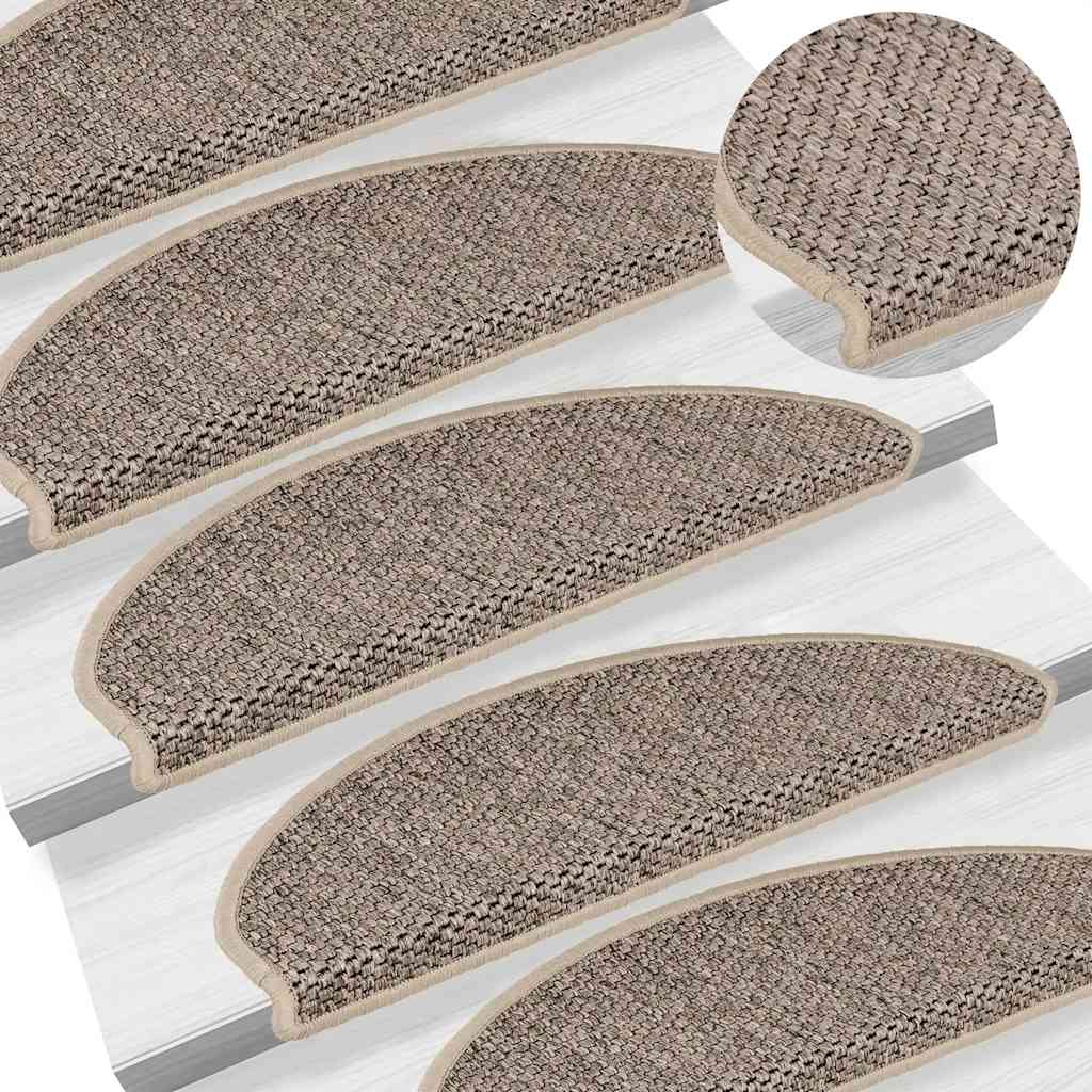 vidaXL Stair Mats Self-adhesive Sisal-Look 30 pcs 65x21x4 cm Dark Beige