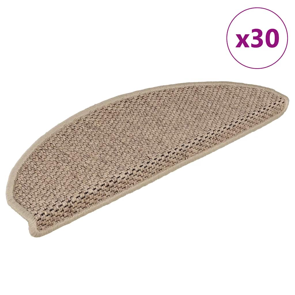 vidaXL Stair Mats Self-adhesive Sisal-Look 30 pcs 65x21x4 cm Sand