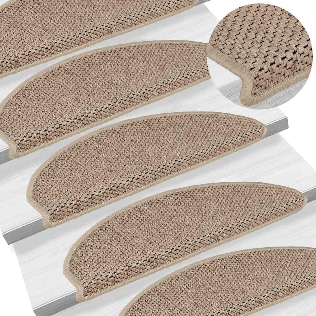 vidaXL Stair Mats Self-adhesive Sisal-Look 30 pcs 65x21x4 cm Sand