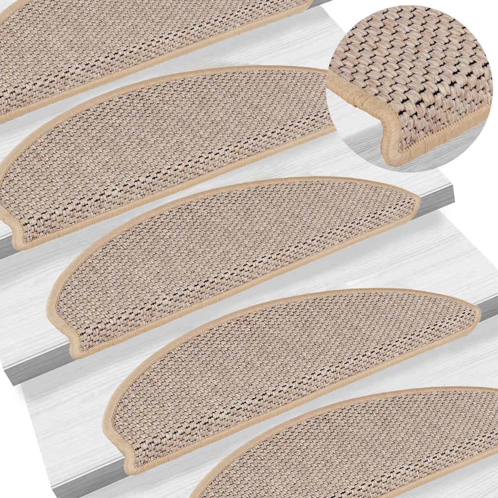 vidaXL Stair Mats Self-adhesive Sisal-Look 30 pcs 65x21x4 cm Light Beige