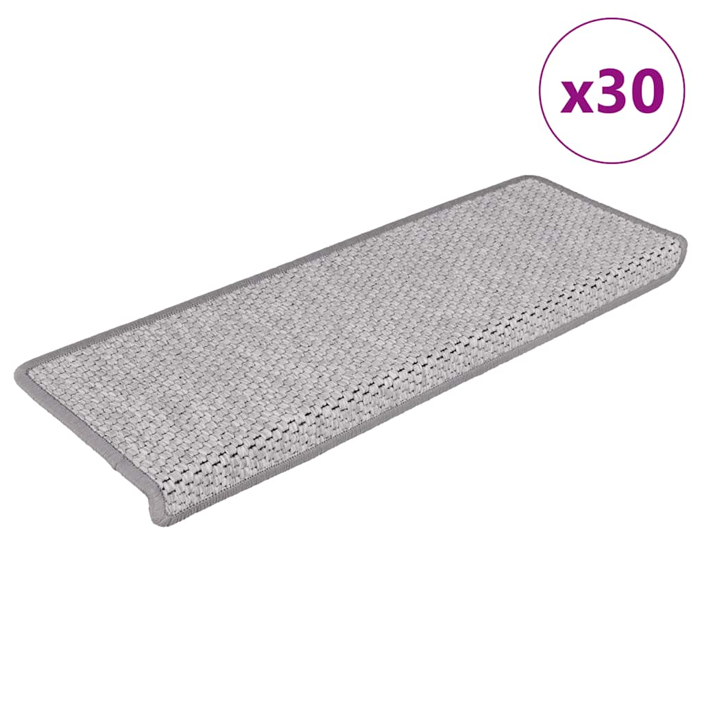 vidaXL Stair Mats Self-adhesive Sisal-Look 30 pcs 65x21x4 cm Platina