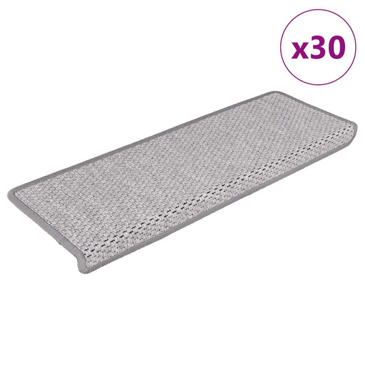 vidaXL Stair Mats Self-adhesive Sisal-Look 30 pcs 65x21x4 cm Platina