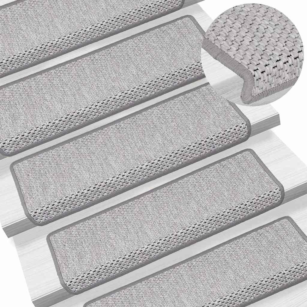 vidaXL Stair Mats Self-adhesive Sisal-Look 30 pcs 65x21x4 cm Platina