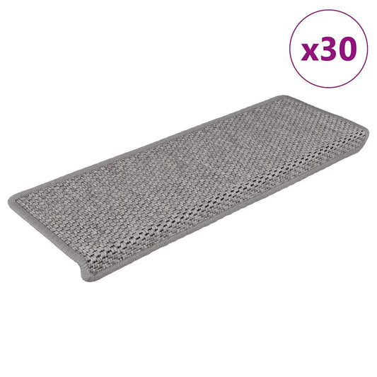 vidaXL Stair Mats Self-adhesive Sisal-Look 30 pcs 65x21x4 cm Silver