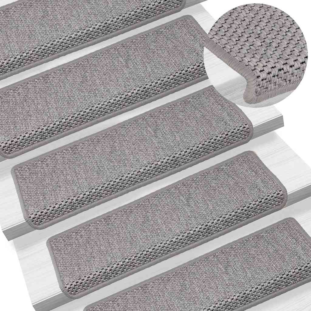 vidaXL Stair Mats Self-adhesive Sisal-Look 30 pcs 65x21x4 cm Silver