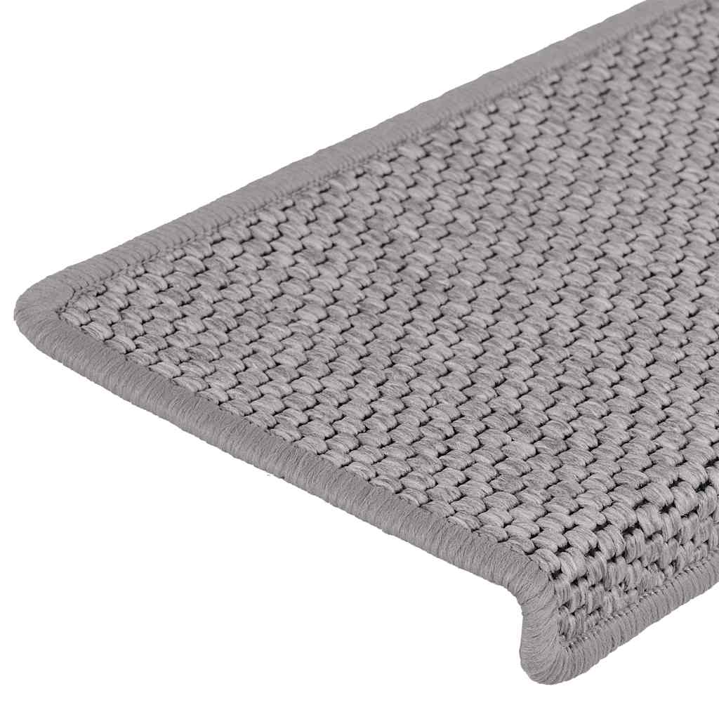 vidaXL Stair Mats Self-adhesive Sisal-Look 30 pcs 65x21x4 cm Silver