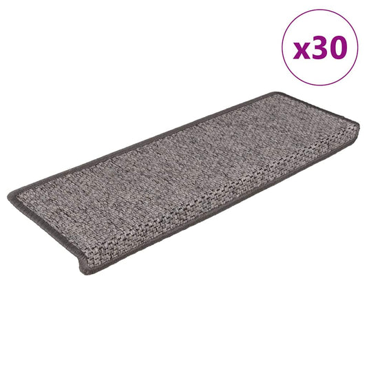 vidaXL Stair Mats Self-adhesive Sisal-Look 30 pcs 65x21x4 cm Grey and Beige