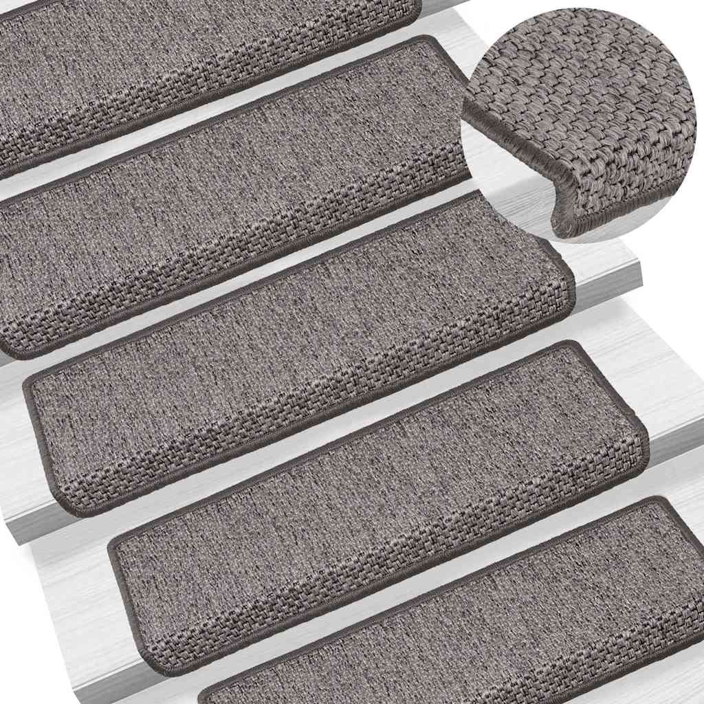 vidaXL Stair Mats Self-adhesive Sisal-Look 30 pcs 65x21x4 cm Grey and Beige