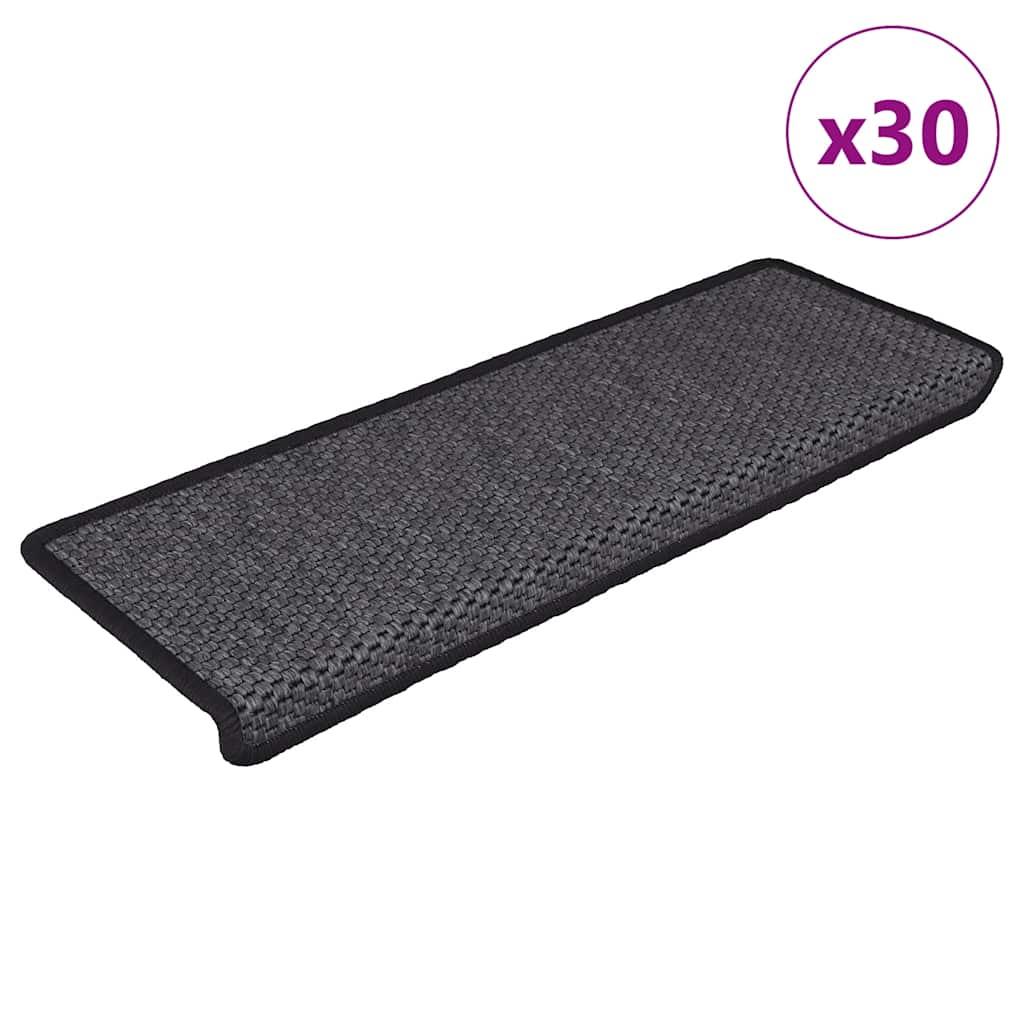 vidaXL Stair Mats Self-adhesive Sisal-Look 30 pcs 65x21x4 cm Anthracite