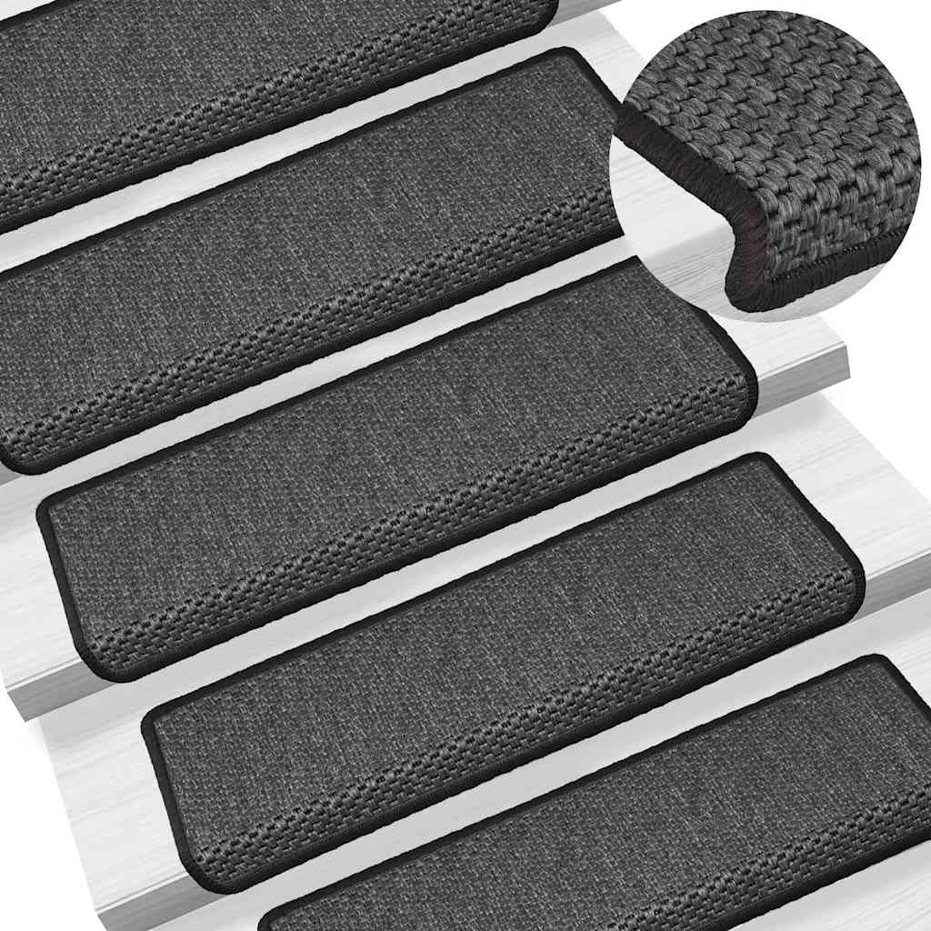 vidaXL Stair Mats Self-adhesive Sisal-Look 30 pcs 65x21x4 cm Anthracite