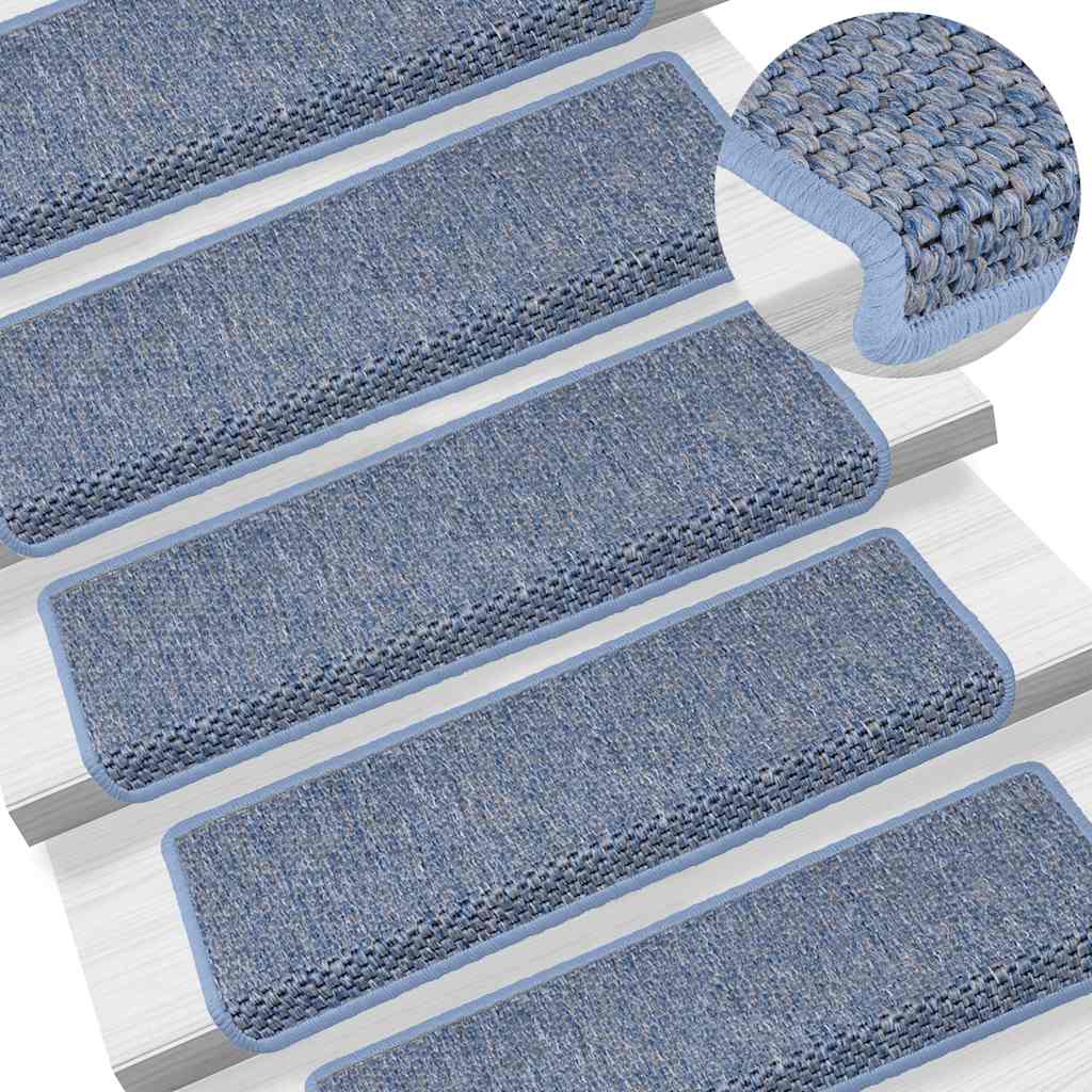 vidaXL Stair Mats Self-adhesive Sisal-Look 30 pcs 65x21x4 cm Blue