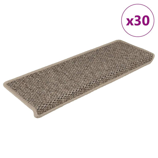 vidaXL Stair Mats Self-adhesive Sisal-Look 30 pcs 65x21x4 cm Dark Beige