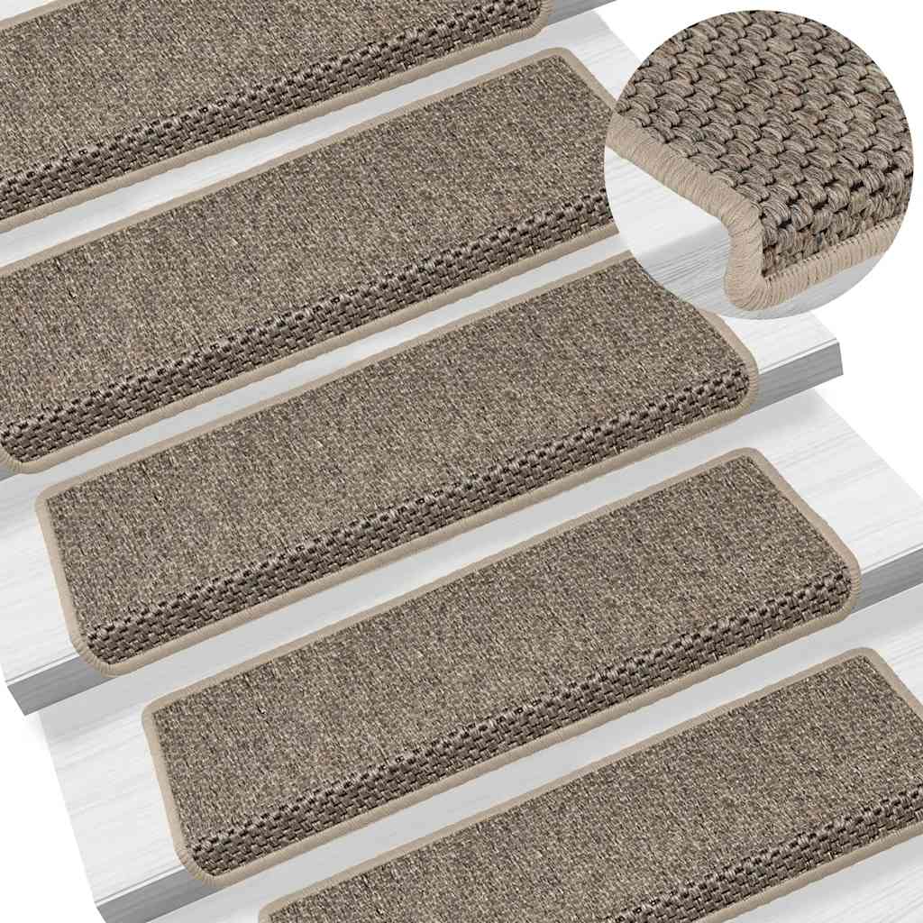 vidaXL Stair Mats Self-adhesive Sisal-Look 30 pcs 65x21x4 cm Dark Beige