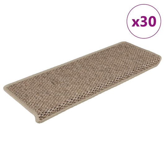 vidaXL Stair Mats Self-adhesive Sisal-Look 30 pcs 65x21x4 cm Sand