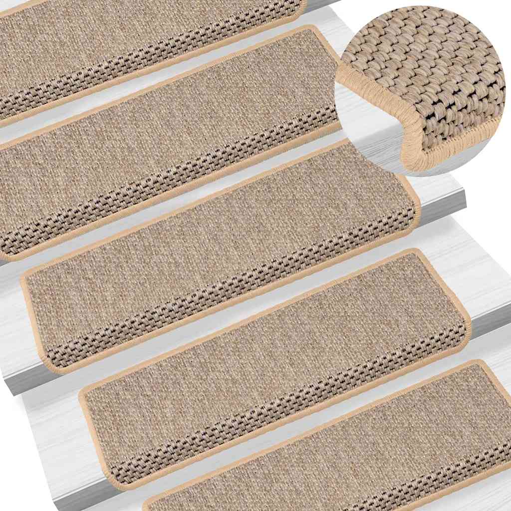 vidaXL Stair Mats Self-adhesive Sisal-Look 30 pcs 65x21x4 cm Light Beige