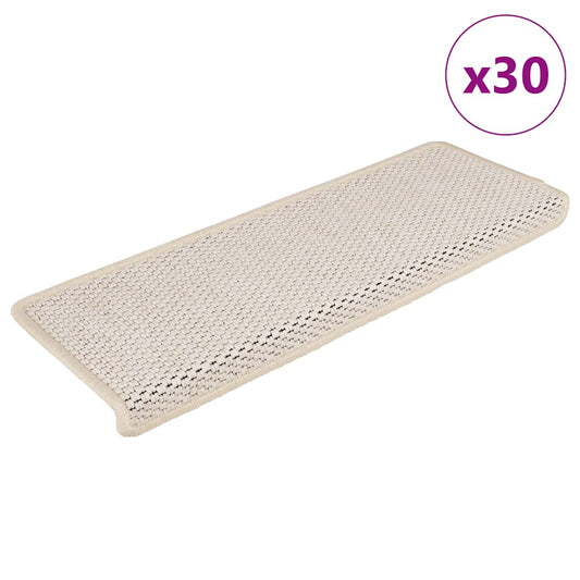 vidaXL Stair Mats Self-adhesive Sisal-Look 30 pcs 65x21x4 cm Cream