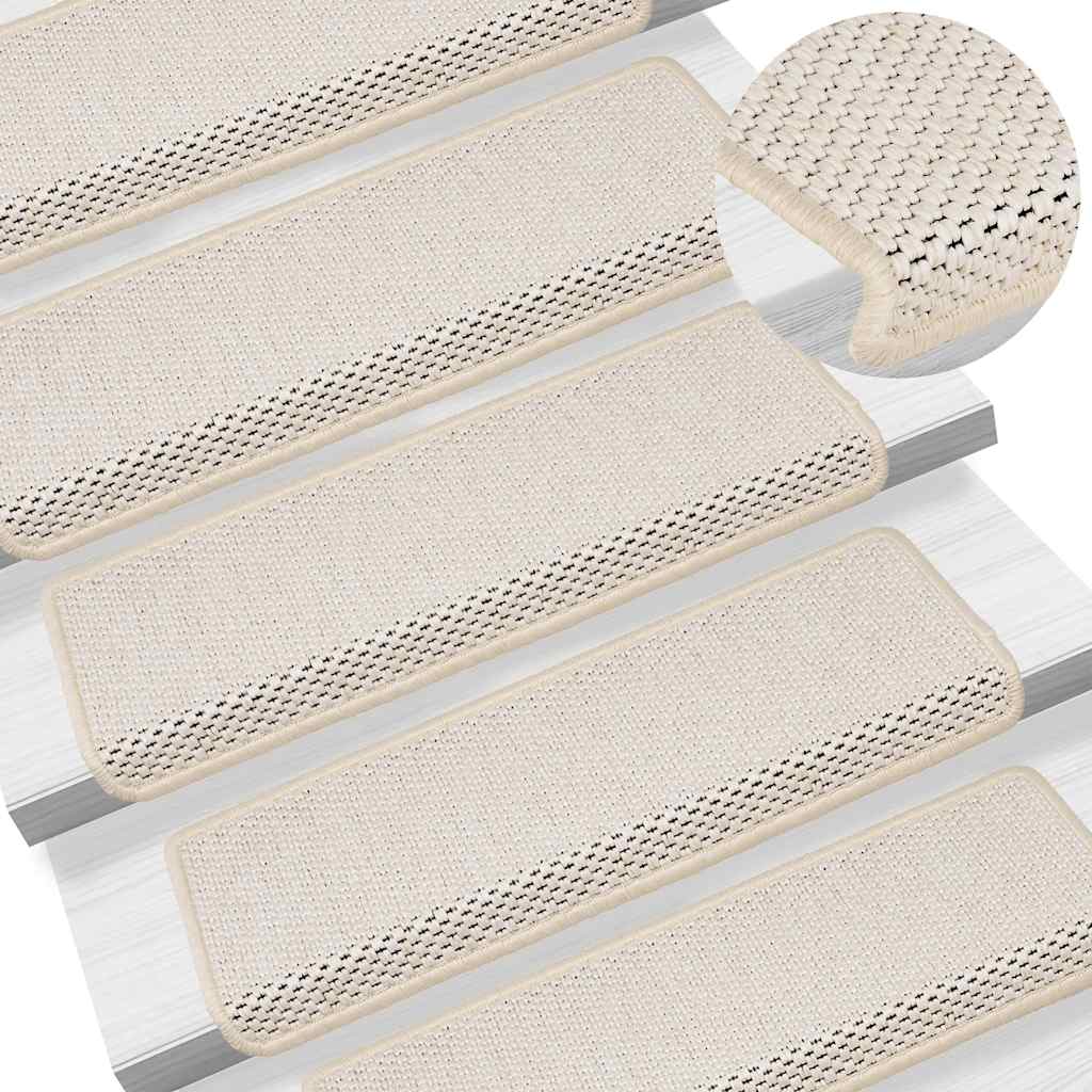 vidaXL Stair Mats Self-adhesive Sisal-Look 30 pcs 65x21x4 cm Cream