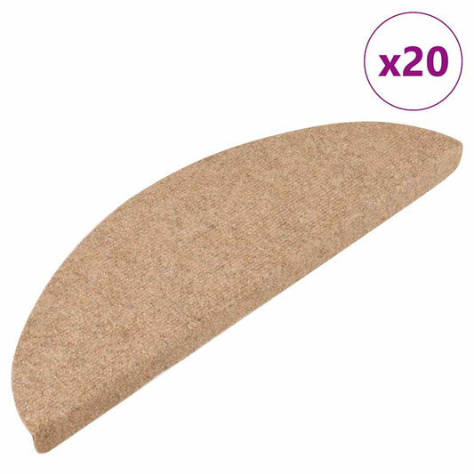 vidaXL Stair Mats Self-adhesive 20 pcs Beige 56x17x3 cm