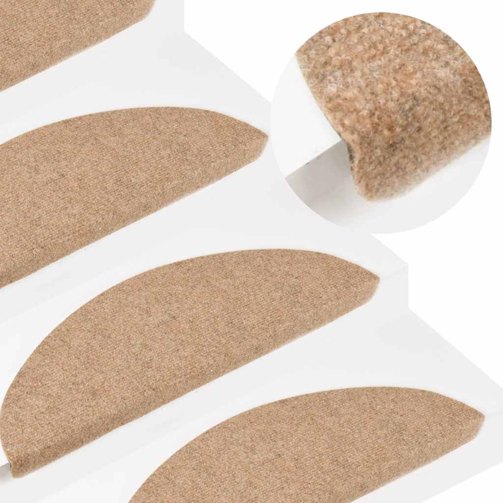 vidaXL Stair Mats Self-adhesive 30 pcs Beige 56x17x3 cm