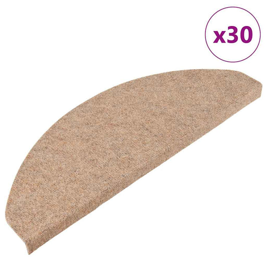 vidaXL Stair Mats Self-adhesive 30 pcs Beige 65x22.5x3.5 cm