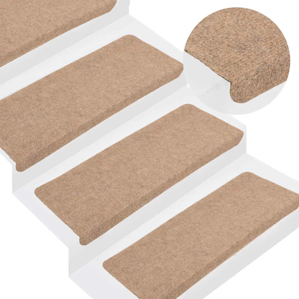 vidaXL Stair Mats Self-adhesive 30 pcs Beige 65x24.5x3.5 cm