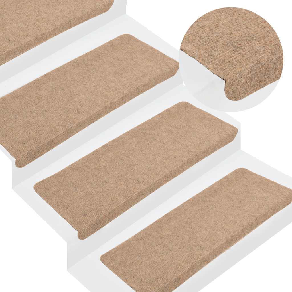 Stair Mats Self-adhesive 30 pcs Beige 65x24,5x3,5 cm